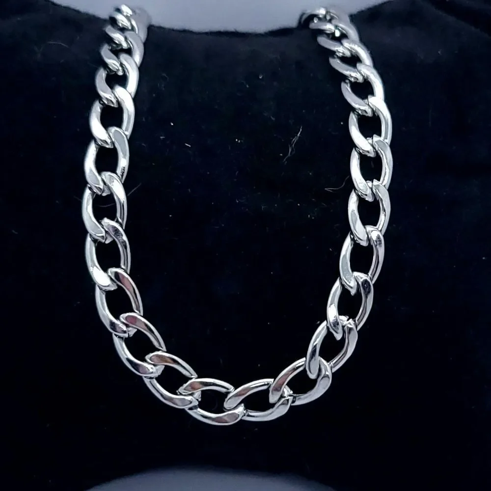 Stainless Steel 6mm Long Link Curb Link Silver Chain Men's Necklace Jewelry